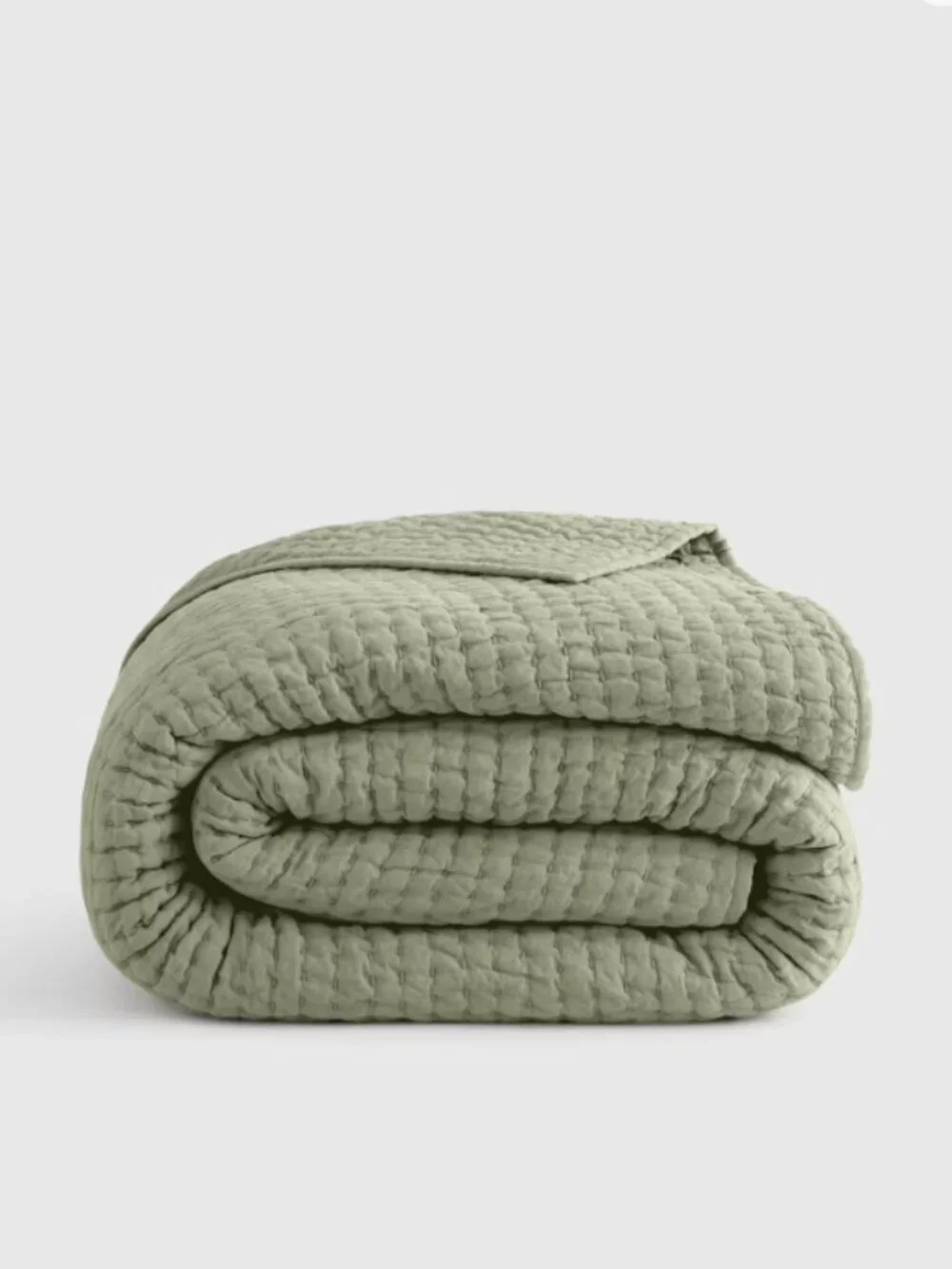 NIB Quince European Linen Cotton Stitch Quilt Set - Queen - Willowleaf